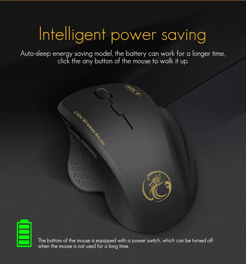 Souris sans fil NexusClick 2.4G à clic silencieux, 3 DPI réglables, 6 boutons, économie d'énergie, USB Plug and Play, pour ordinateur portable, bureau, jeux