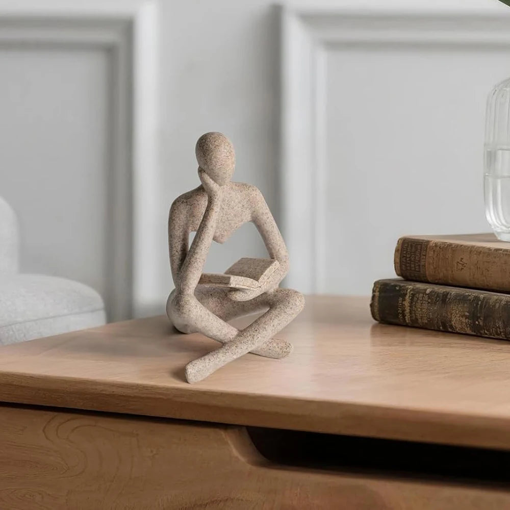 Décor d'étagère, décoration de maison, personne qui pensée, Sculpture de penseur abstrait, Statue en résine, décoration de lecture moderne