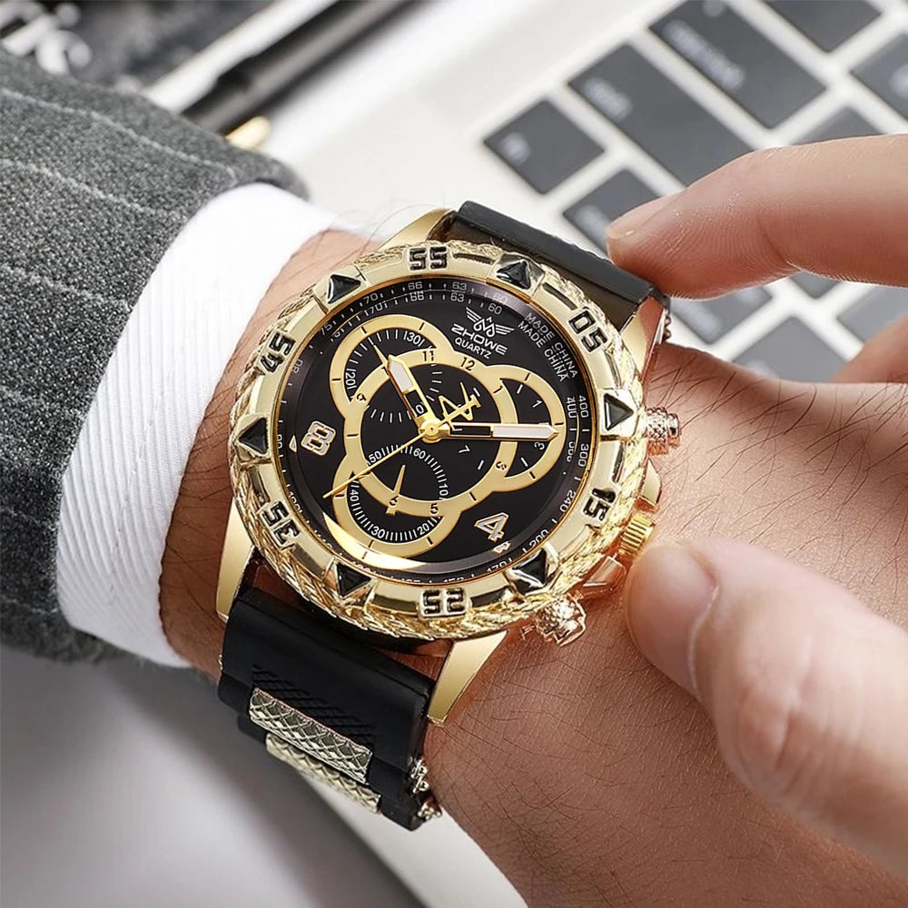 Montre-bracelet à quartz analogique pour homme, bracelet en silicone, montres de sport, mode