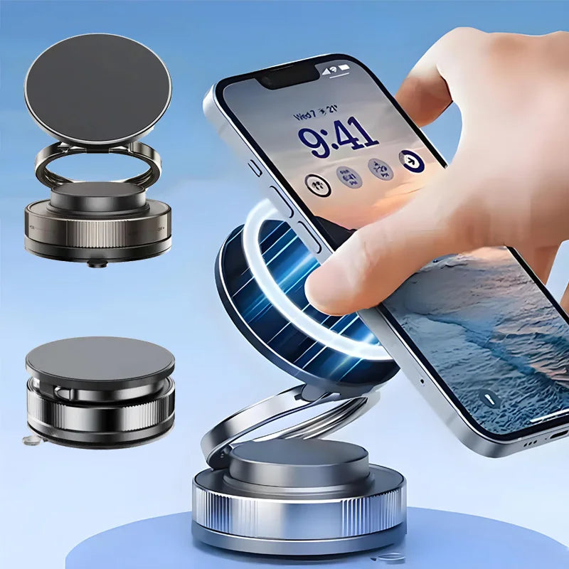 Support magnétique pour téléphone de voiture 360 °   Support magnétique rotatif, pliable et réglable pour voiture, support de téléphone à ventouse pour voiture/miroir