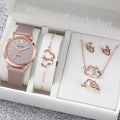 6 pièces/ensemble mode cadran givré montre à Quartz pour femmes bracelet en cuir montres coeur ensemble de bijoux (sans boîte)
