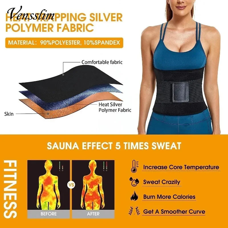 Vensslim femmes Sauna sueur ventre tondeuse ceinture taille formateur minceur corps Shaper Corset entraînement ventre mince gros brûleur ceintures