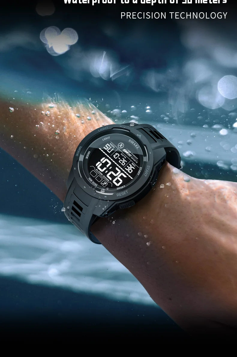 SMAEL-Montre-bracelet numérique étanche à LED pour homme, chronomètre lumineux, montres de sport, 50m, 8105