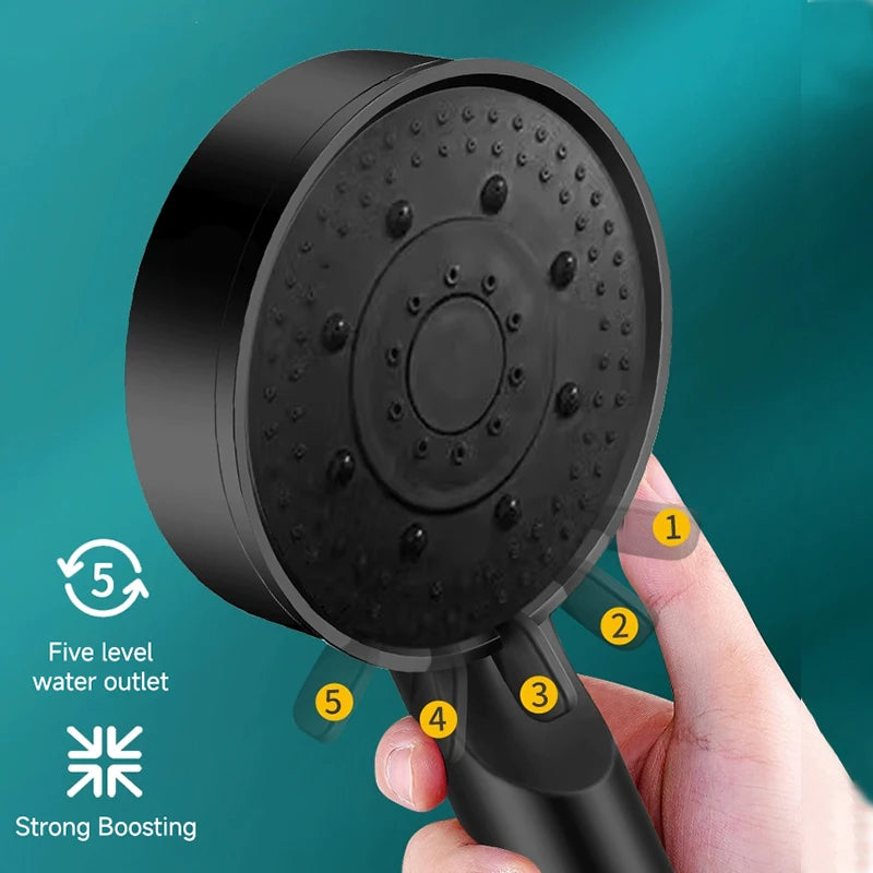 6 Modes Pression Boost Tête De Douche Multifonction Réglable Grande Douche D'eau Buse Massage Salle De Bains Accessoire
