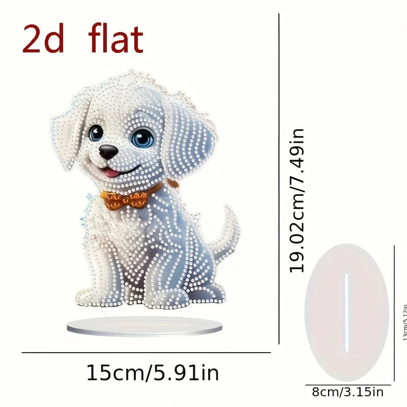 Peinture diamant 2D/plat, ornement de décoration à motif de chien, design de diamant irrégulier unique à faire soi-même, adapté à la maison, à la chambre à coucher et au bureau