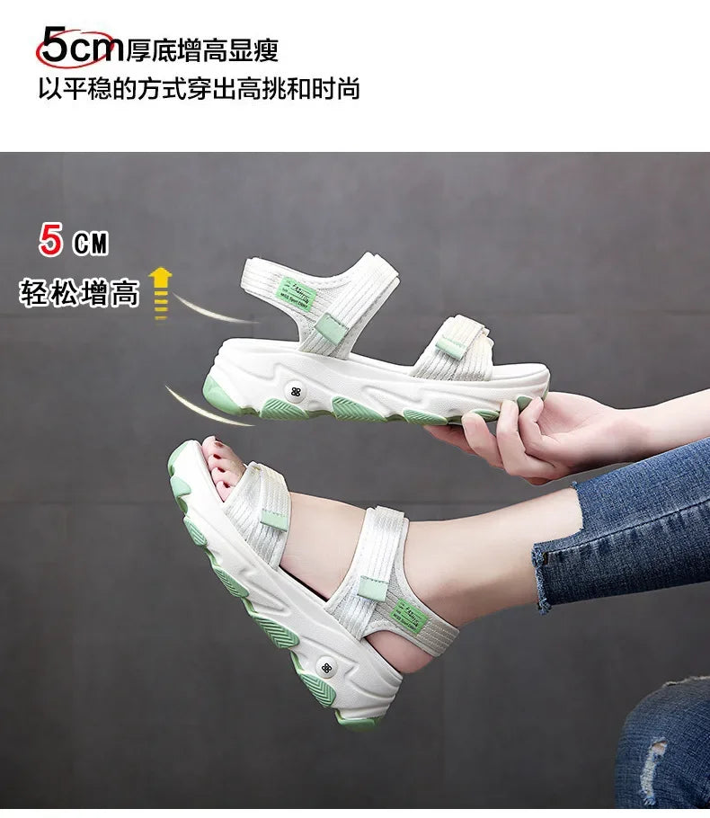 Sandales pour femmes, nouvelles chaussures d'été, style sport, mode décontractée, plateforme antidérapante, chaussures de plage antidérapantes, sandales