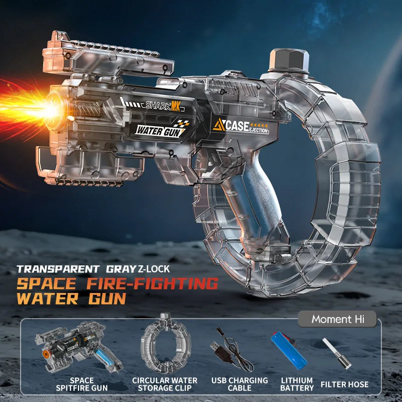 Pistolet à eau électrique spatial à énergie, avec éclairs LED, grande capacité, tir automatique continu, jouet pistolet à eau