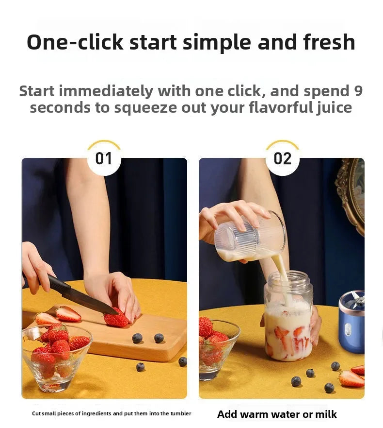 Mélangeurs de jus de fruits portables, Mini bouteille électrique personnelle d'été, USB, 6 lames, presse-agrumes, Machine pour la cuisine