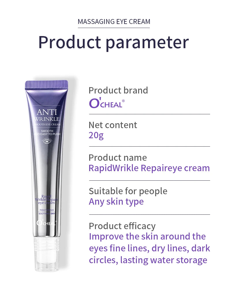 O'CHEAL Anti-rides Anti cernes crème pour les yeux rouleau masseur hydratant sacs pour les yeux Anti-âge acide hyaluronique soins de la peau des yeux