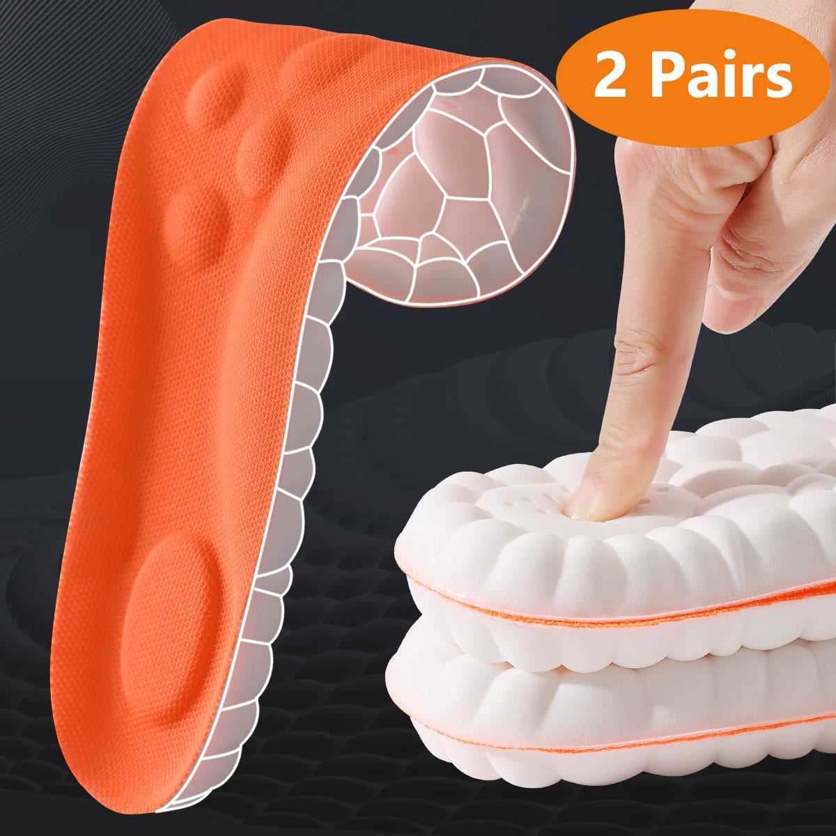 Semelles intérieures de Sport en Latex, 1/2/4 paires, coussinets de chaussures souples à haute élasticité, orthèses, respirantes, Absorption des chocs, coussin de soutien de la voûte plantaire