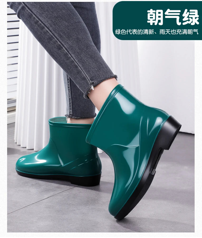 Nouvelles chaussures aquatiques confortables, élégantes, polyvalentes, courtes et à coupe basse, chaussures de pluie de style occidental, bottes de pluie décontractées, chaudes.