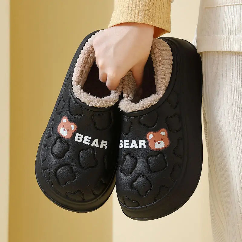 Pantoufles imperméables en coton pour femmes et hommes, chaussures d'hiver en peluche à semelle épaisse et chaude, antidérapantes, pour Couple