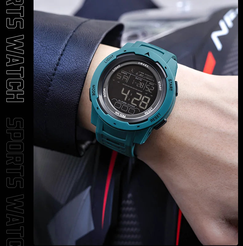 SMAEL-Montre-bracelet numérique étanche à LED pour homme, chronomètre lumineux, montres de sport, 50m, 8105