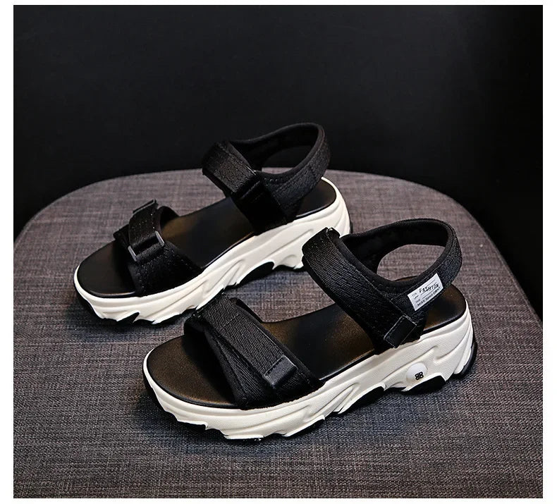 Sandales pour femmes, nouvelles chaussures d'été, style sport, mode décontractée, plateforme antidérapante, chaussures de plage antidérapantes, sandales