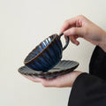 1 ensemble de tasses et soucoupes en céramique de style japonais, tasses et soucoupes à thé de style japonais, tasses et soucoupes à café, tasses à boire pour le petit-déjeuner, les goûters, le thé de l'après-midi,