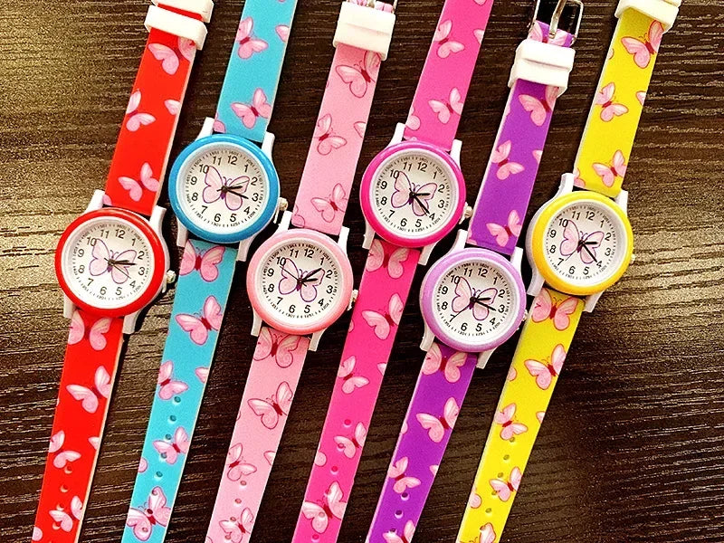 Belles filles montres papillon impression Silicone bonbons gelée montres à Quartz pour enfants enfants filles étudiants cadeaux de fête horloge