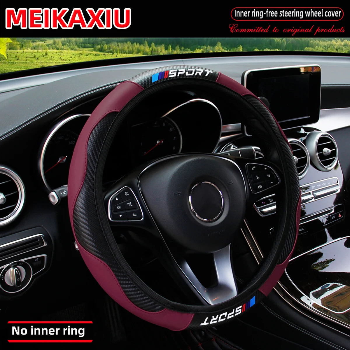 Le couvre-volant SPORT toutes saisons en fibre de carbone (sans anneau intérieur) convient aux accessoires intérieurs automobiles de 37 à 38 cm.