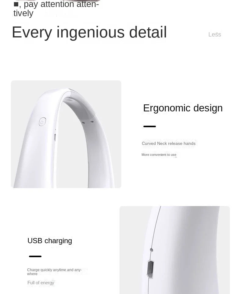 Ventilateur de cou mains libres, portable, rechargeable par USB, sans pales, silencieux, pour les voyages d'été, 3 vitesses, mini, longue autonomie