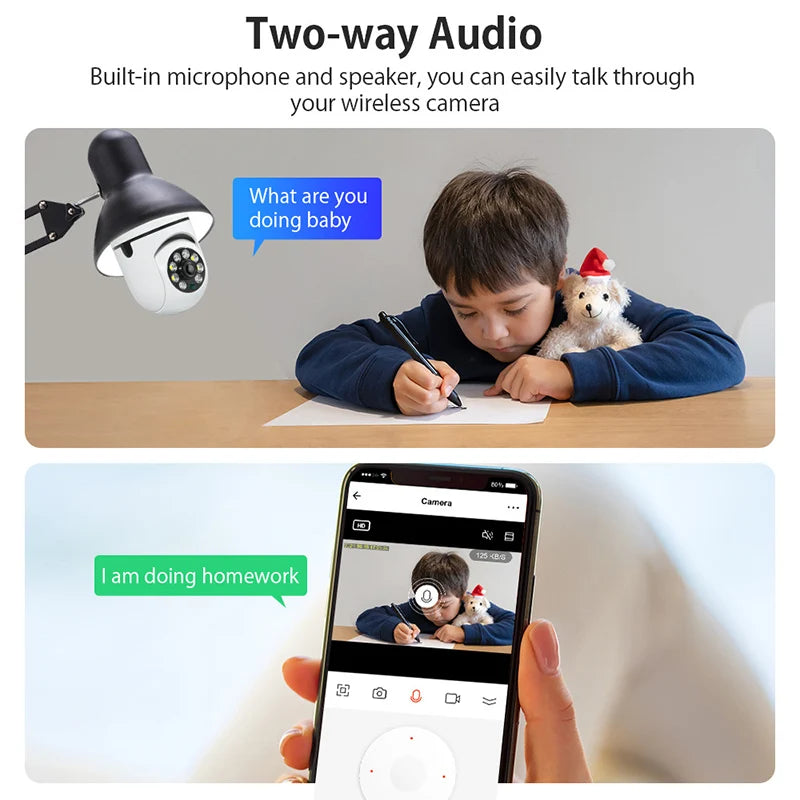 Caméra IP WiFi 4G E27 ampoule caméra 3MP sans fil bébé moniteur AI suivi sécurité vidéo Surveillance caméra pour animaux de compagnie SmartLife intérieur