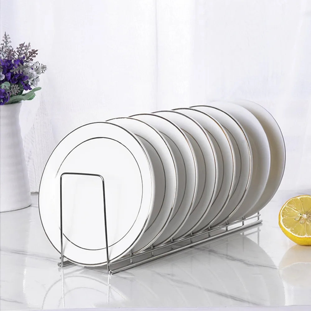 Égouttoir à vaisselle en acier inoxydable, support de rangement polyvalent pour assiettes argentées, bols peu encombrants, support d'égouttoir pour cuisine