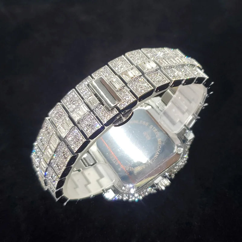 UNIGUET luxe diamant montre à Quartz pour hommes cadran arc-en-ciel calendrier Hip Hop glacé or montre-bracelet hommes accessoire de mode 2025