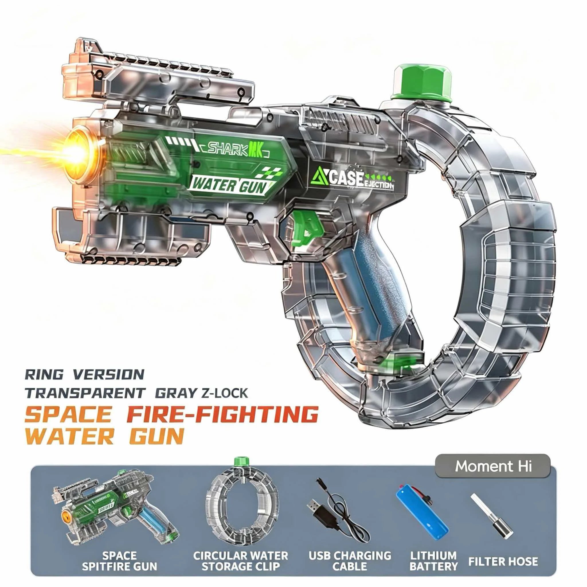 Pistolet à eau électrique avec simulation de tir et de recul, jouet pour enfants, pistolet à eau automatique avec capteur lumineux, jouet d'été pour la plage et les activités de plein air