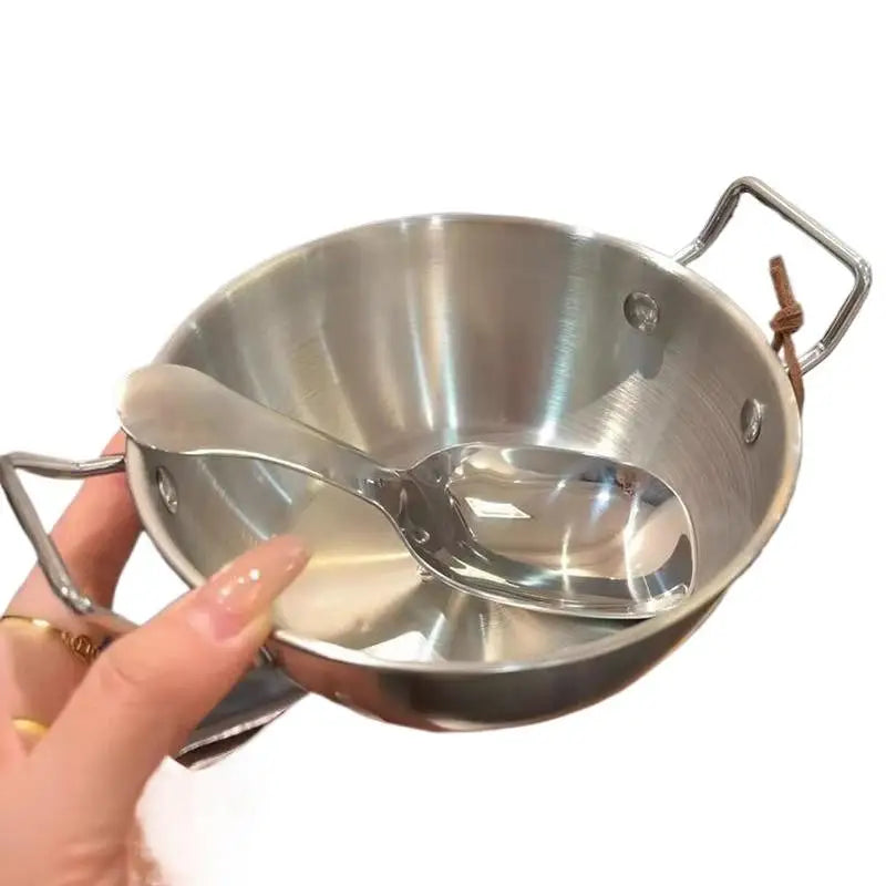 Bol de Cuisine domestique en acier inoxydable avec poignée, bols à riz et à vin, plat à Sauce, service alimentaire, vaisselle de cuisine