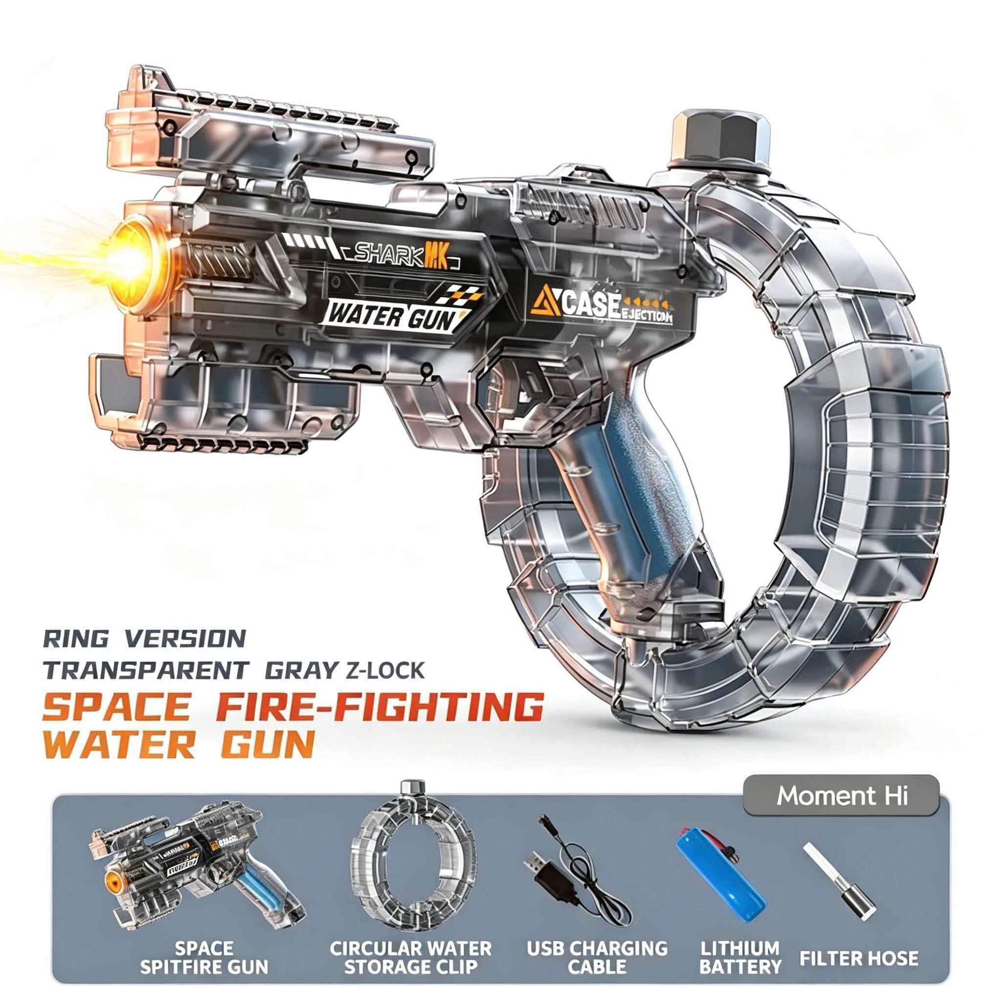 Pistolet à eau électrique avec simulation de tir et de recul, jouet pour enfants, pistolet à eau automatique avec capteur lumineux, jouet d'été pour la plage et les activités de plein air