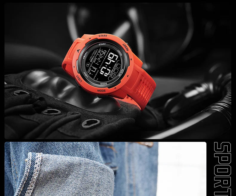 SMAEL-Montre-bracelet numérique étanche à LED pour homme, chronomètre lumineux, montres de sport, 50m, 8105
