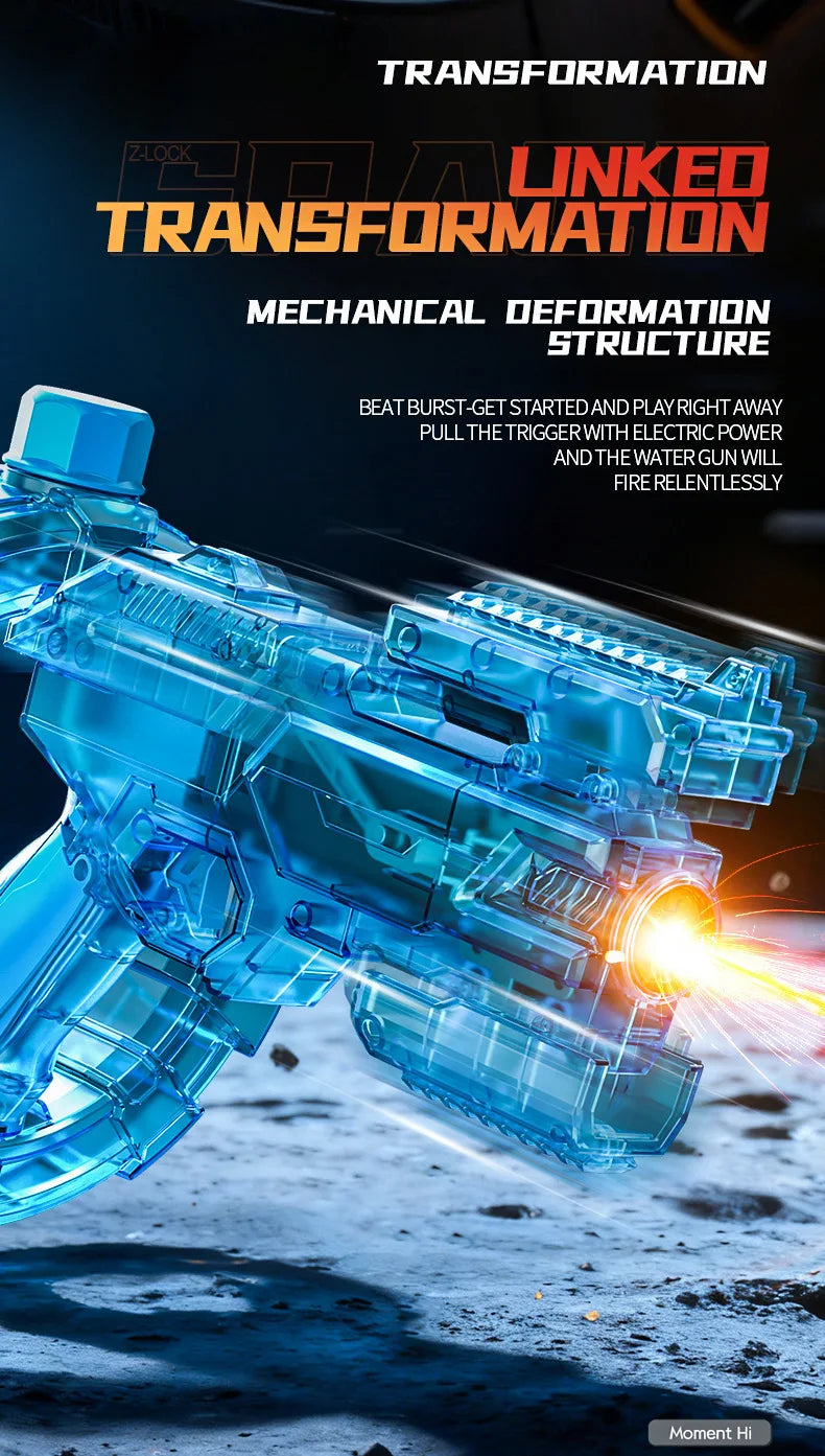 Pistolet à eau électrique spatial à énergie, avec éclairs LED, grande capacité, tir automatique continu, jouet pistolet à eau