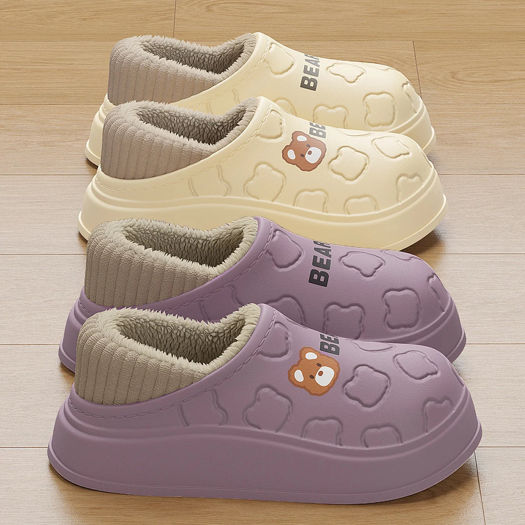Pantoufles imperméables en coton pour femmes et hommes, chaussures d'hiver en peluche à semelle épaisse et chaude, antidérapantes, pour Couple