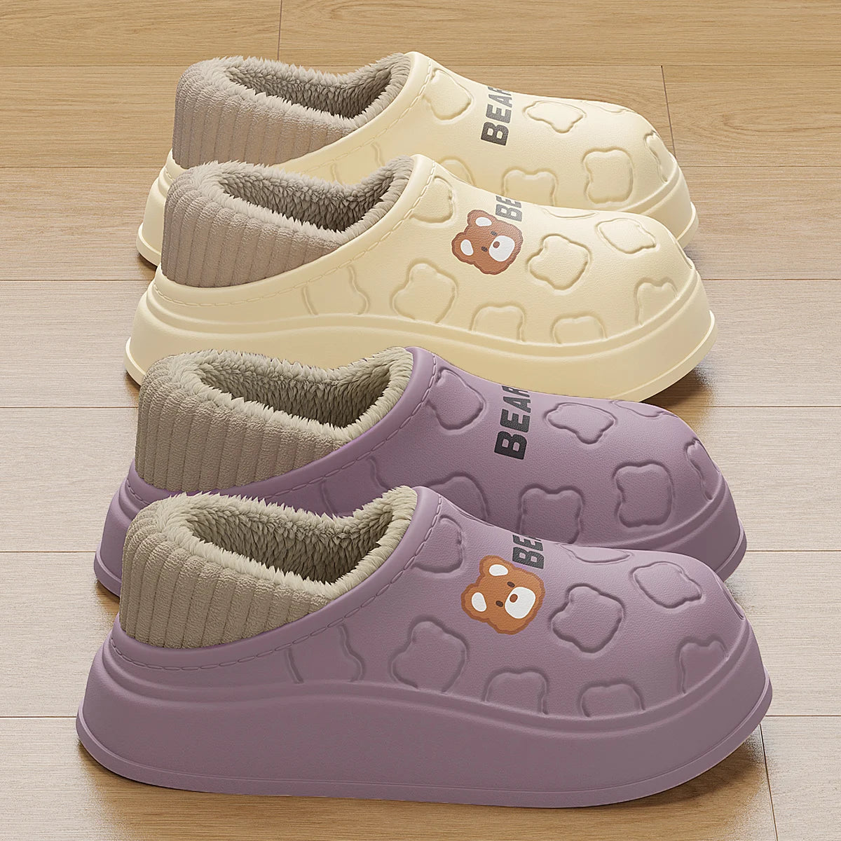 Pantoufles imperméables en coton pour femmes et hommes, chaussures d'hiver en peluche à semelle épaisse et chaude, antidérapantes, pour Couple
