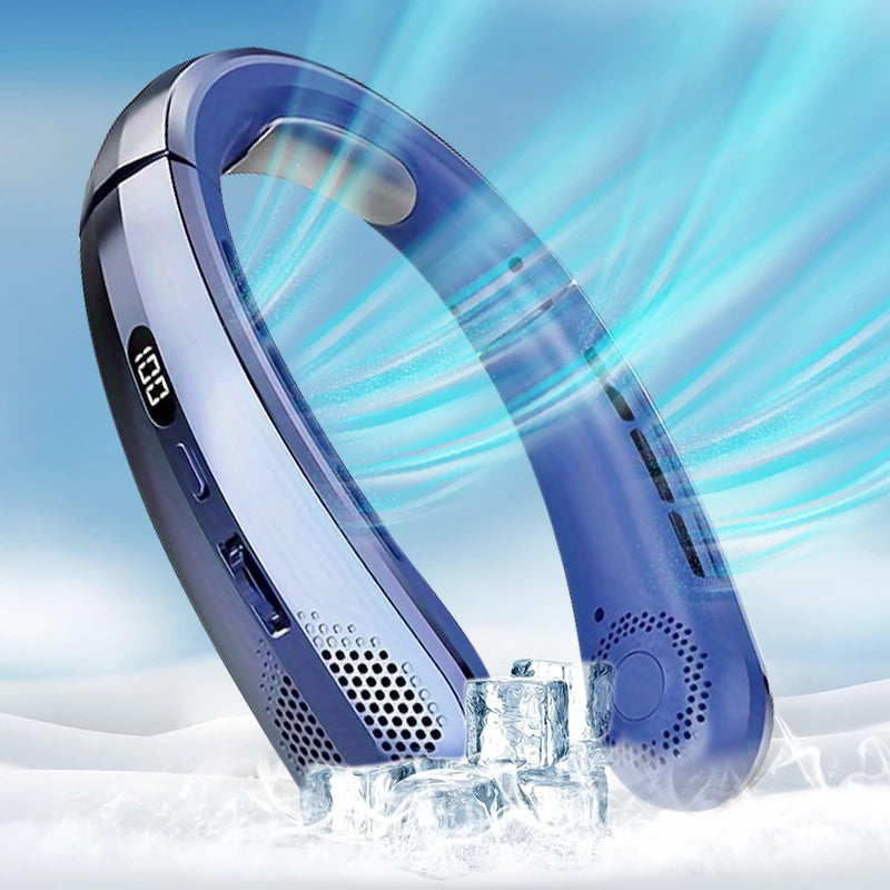 Ventilateur électrique suspendu au cou, 8000mAh, Portable, sans lame, Mini refroidisseur d'air rechargeable, silencieux, affichage numérique LED, pour l'extérieur