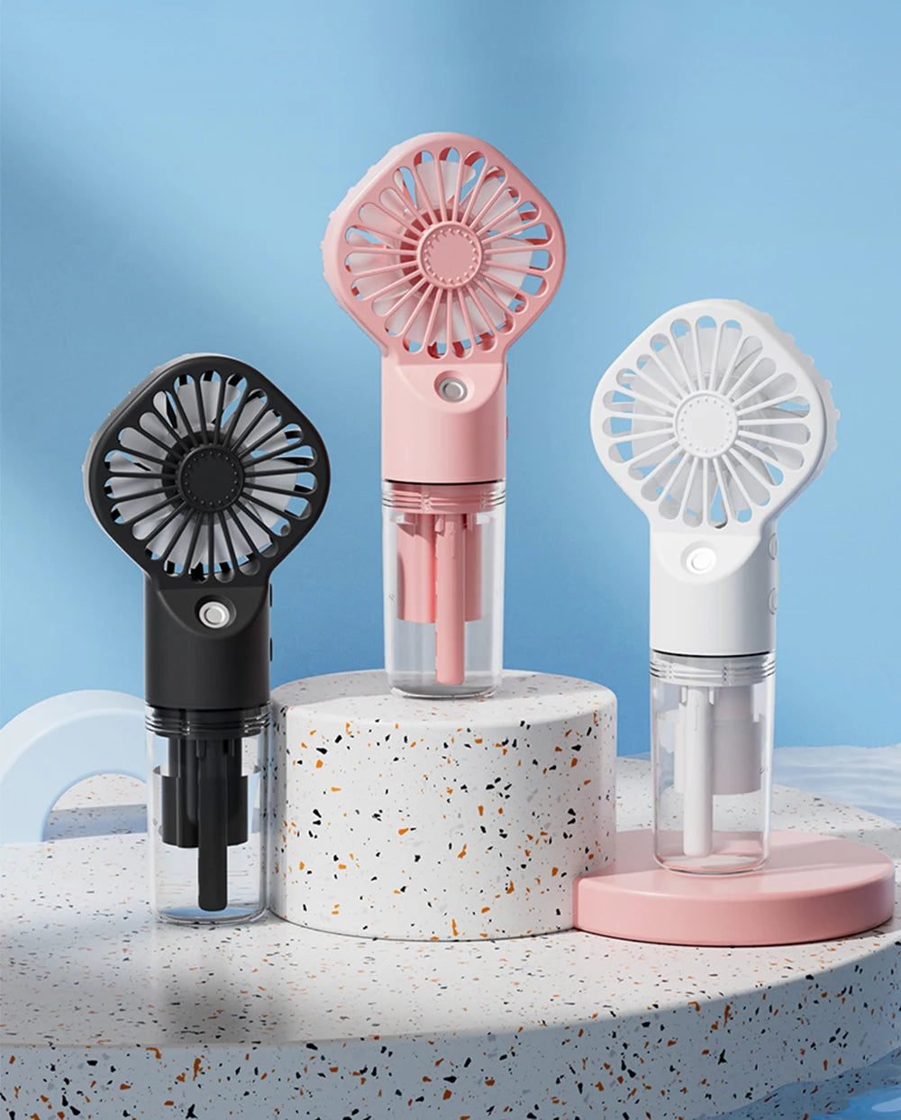 Ventilateur humidificateur Portable Mini ventilateur de brume portatif ventilateur portatif Rechargeable par USB avec humidificateur Mini ventilateur à main de jet d'eau