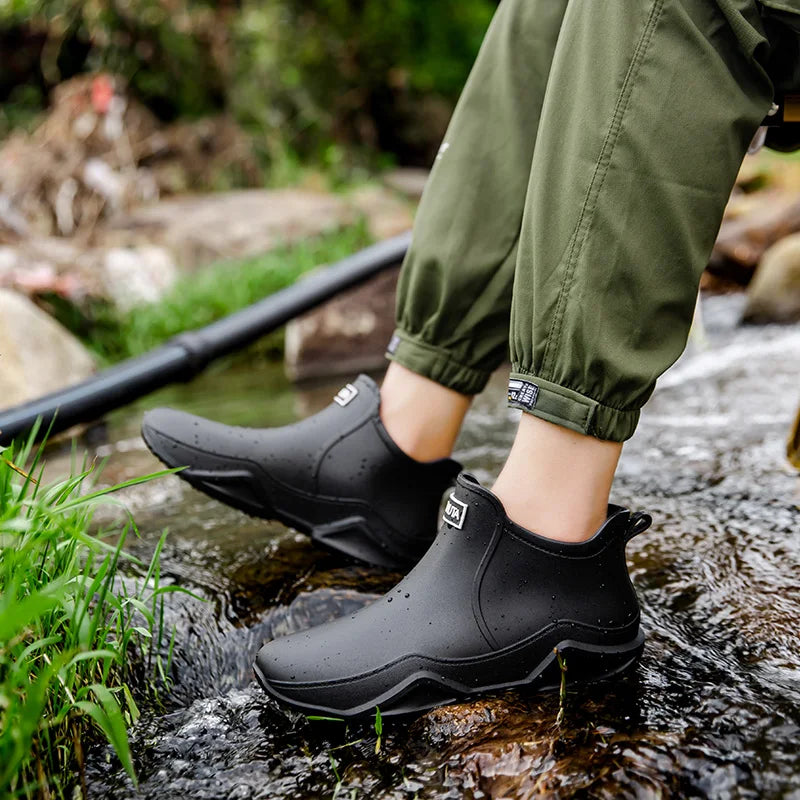 Chaussures de pluie tendance pour homme, imperméables, antidérapantes, en caoutchouc, pour l'extérieur, la cuisine et la pêche