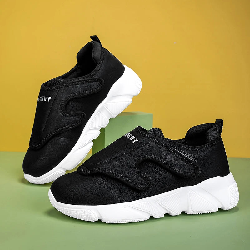 Chaussures pour personnes âgées diabétiques avec fermeture à crochet et boucle pour pieds larges, baskets orthopédiques légères pour œdèmes avec soutien de la voûte plantaire haute