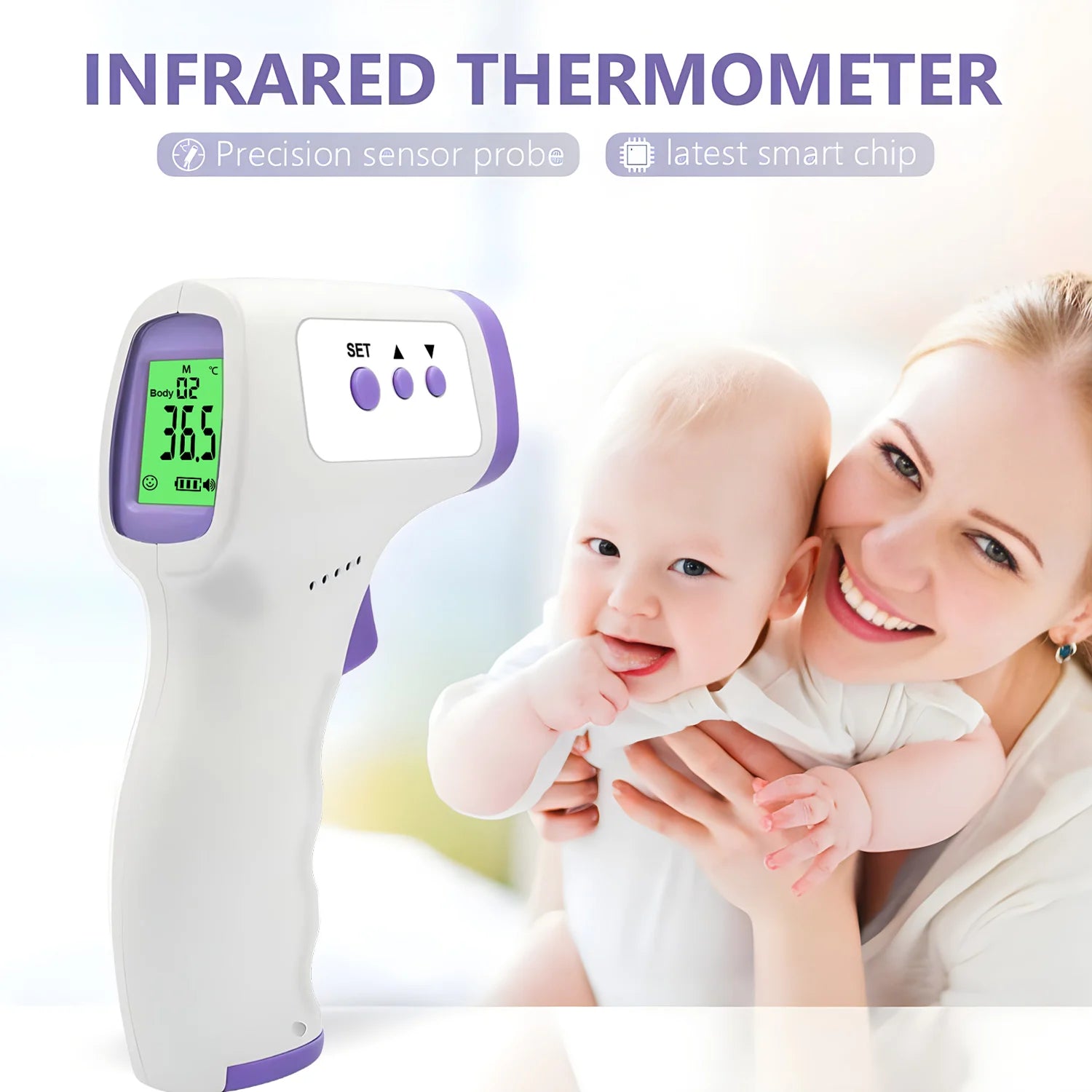 Thermomètre infrarouge numérique front corps thermomètres de fièvre sans contact ou oxymètre de pouls de doigt portable médical oxygène sanguin