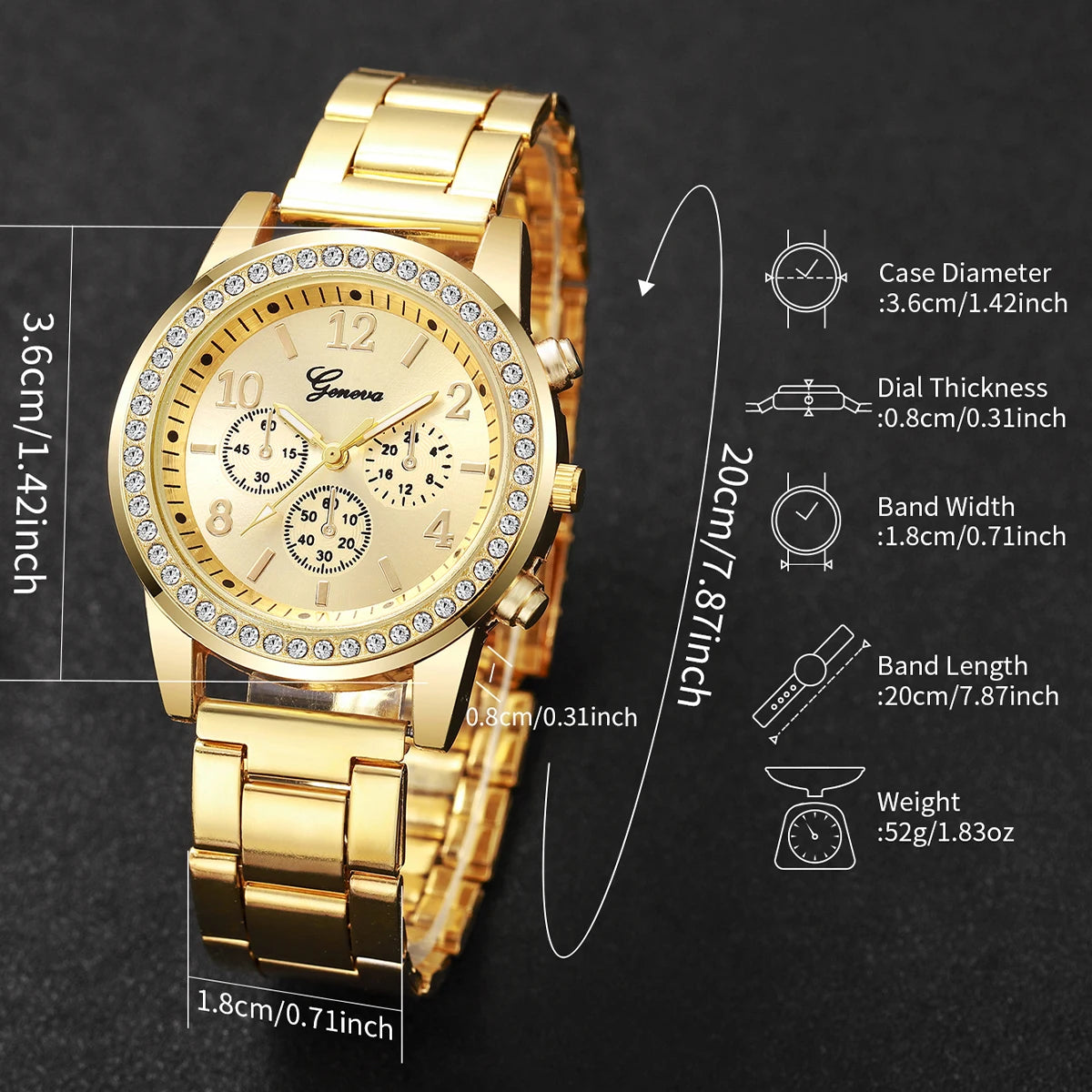 5 pièces de luxe diamant femmes montres Bracelet ensemble dames cadran arabe montres à Quartz Reloj Mujer (sans boîte)