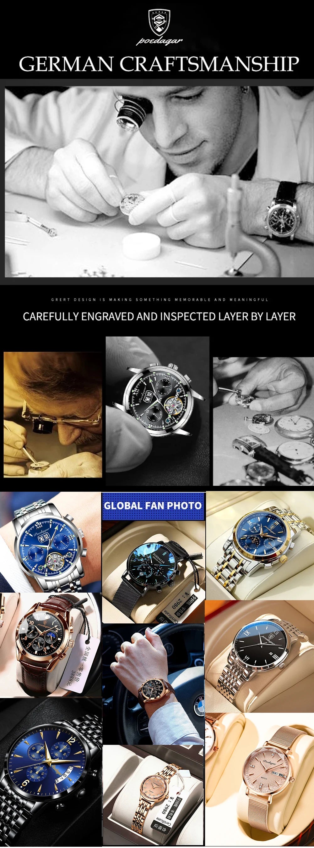 POEDAGAR luxe hommes montre haut Original étanche lumineux chronographe homme montre-bracelet en acier inoxydable Quartz hommes montres Reloj