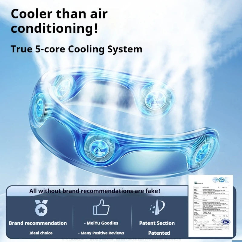 Ventilateur de cou portable rechargeable, mini ventilateur 3 vitesses, grand flux d'air, silencieux, électrique, pour la maison, le camping et l'extérieur