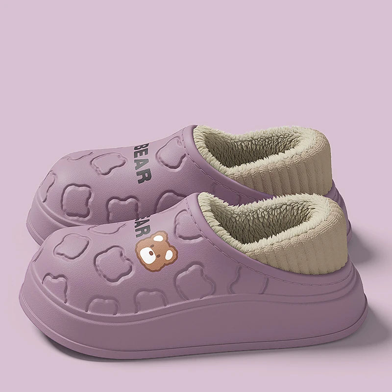 Pantoufles imperméables en coton pour femmes et hommes, chaussures d'hiver en peluche à semelle épaisse et chaude, antidérapantes, pour Couple