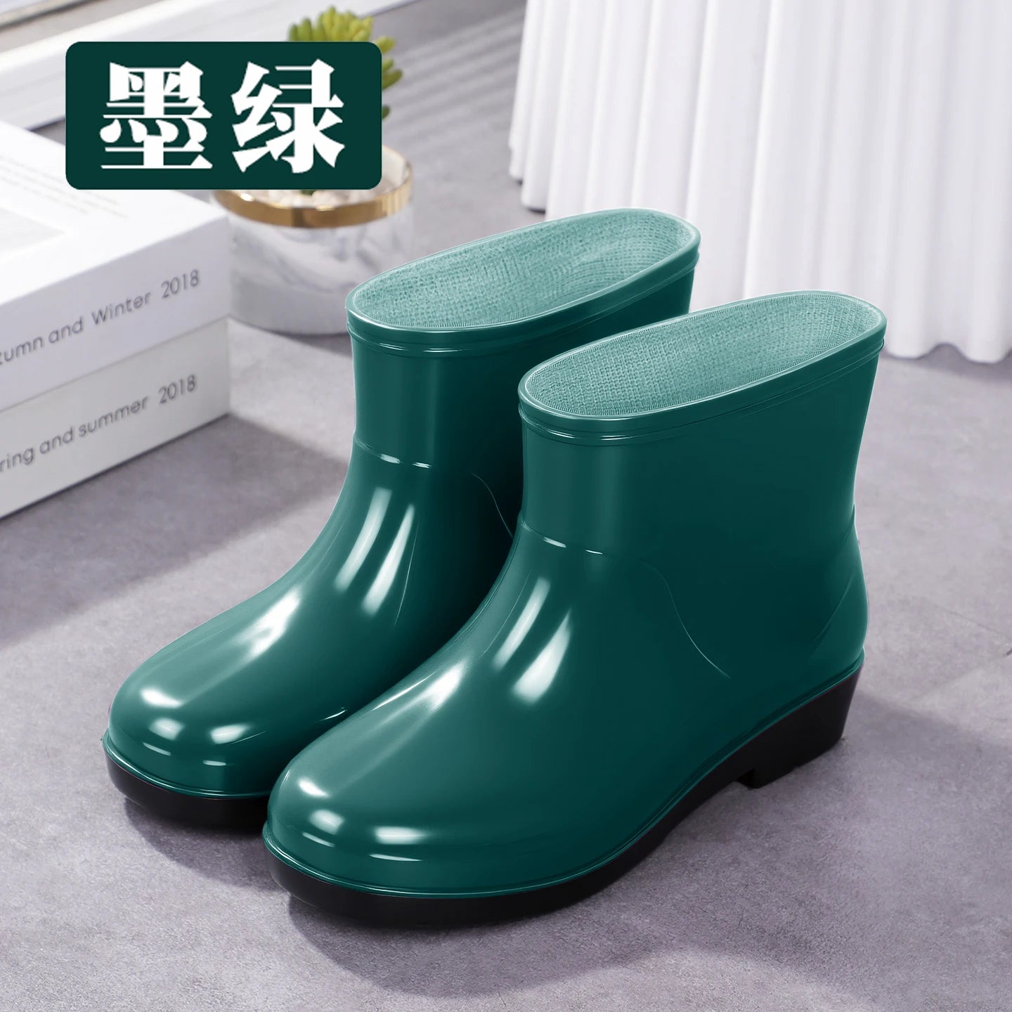 Nouvelles chaussures aquatiques confortables, élégantes, polyvalentes, courtes et à coupe basse, chaussures de pluie de style occidental, bottes de pluie décontractées, chaudes.