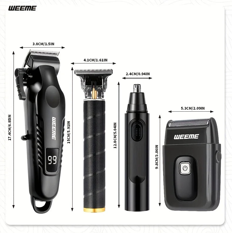 WEEME 4 en 1 hommes Kit de toilettage écran LCD USB Rechargeable