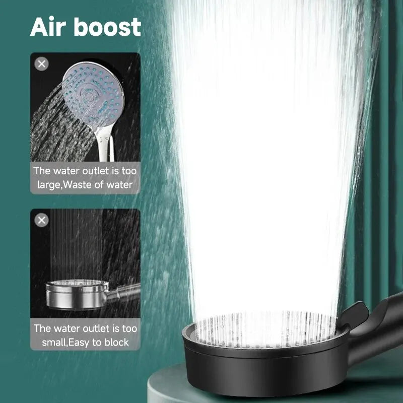 6 Modes Pression Boost Tête De Douche Multifonction Réglable Grande Douche D'eau Buse Massage Salle De Bains Accessoire