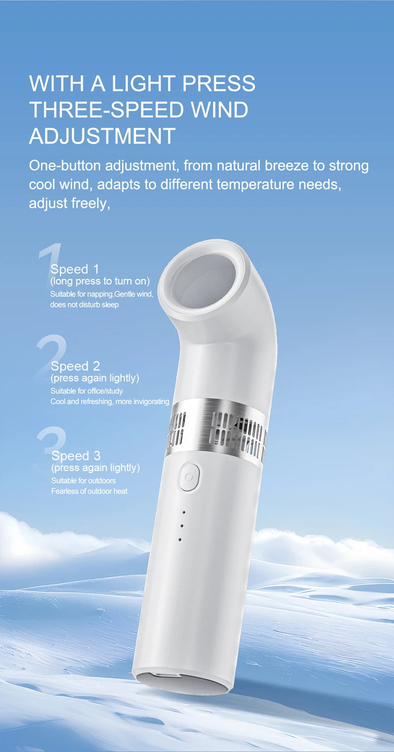 Ventilateur portable sans pales Lenovo, mini-ventilateur haute vitesse, rechargeable par USB, pliable, pour voyage, ventilateur portatif sans pales