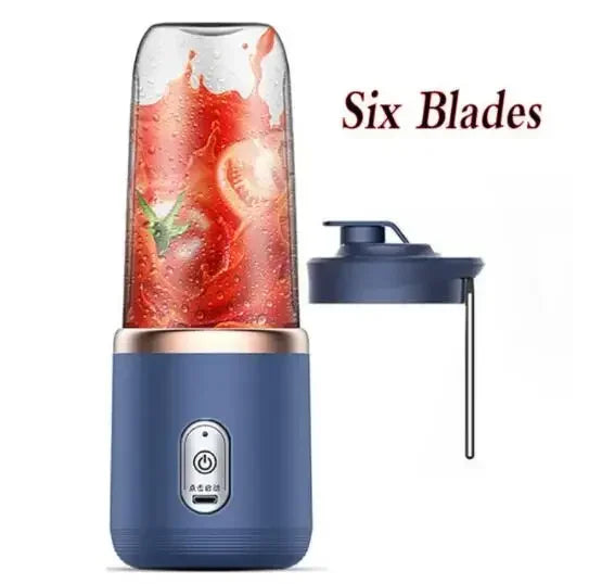 Mélangeurs de jus de fruits portables, Mini bouteille électrique personnelle d'été, USB, 6 lames, presse-agrumes, Machine pour la cuisine
