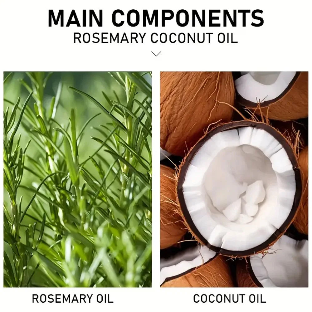 Huile essentielle de romarin et d'huile de noix de coco pour améliorer la perte de cheveux et nourrir, renforcer les racines des cheveux, traitement du cuir chevelu, soins capillaires