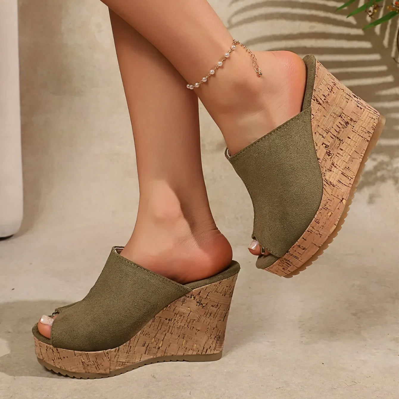 Sandales d'été antidérapantes et résistantes à l'usure pour femmes, chaussures compensées rétro à plateforme, sandales à talons hauts ouvertes, pantoufles