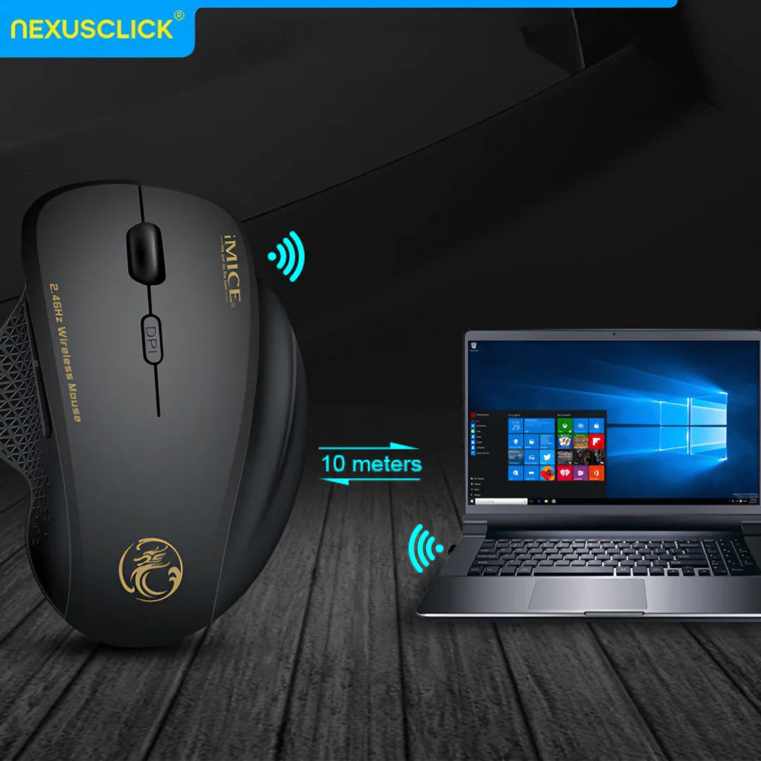 Souris sans fil NexusClick 2.4G à clic silencieux, 3 DPI réglables, 6 boutons, économie d'énergie, USB Plug and Play, pour ordinateur portable, bureau, jeux