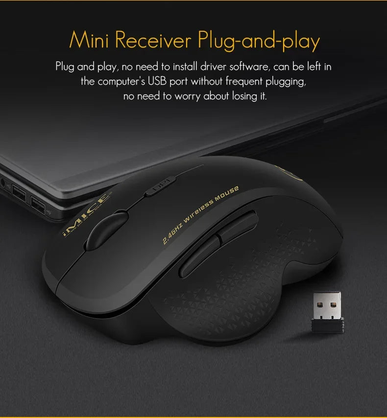 Souris sans fil NexusClick 2.4G à clic silencieux, 3 DPI réglables, 6 boutons, économie d'énergie, USB Plug and Play, pour ordinateur portable, bureau, jeux